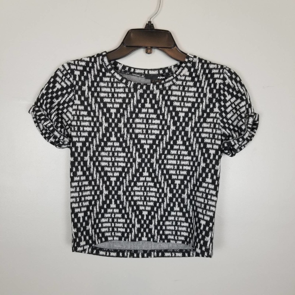 Aqua crop top, black and white, size S, nwt